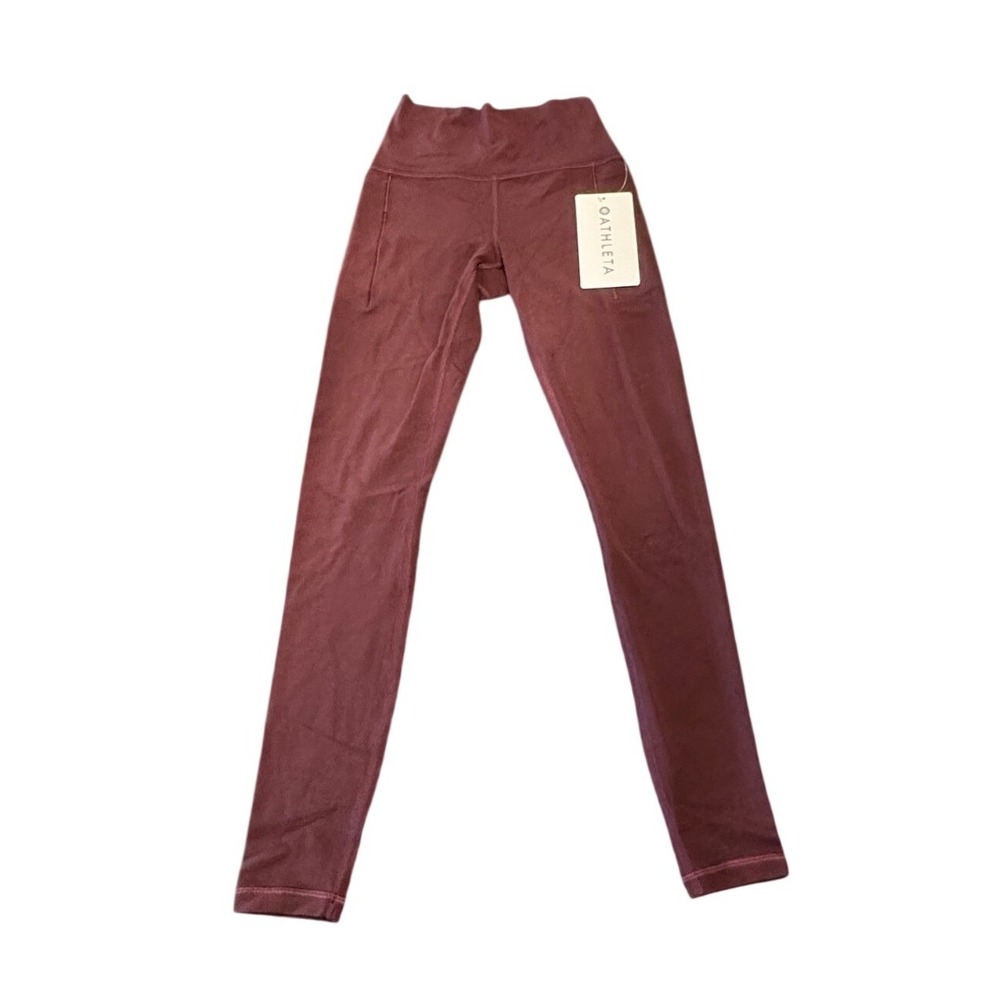 NWT‎ Athleta Transcend Stash Tight Leggings Maroon Burgundy- XSmall